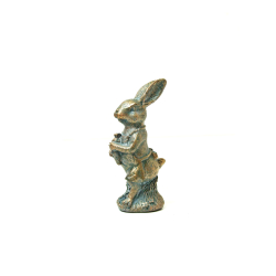 Figurka Zając Wielkanocny szaro złoty 9cm